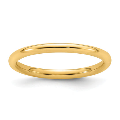 14k Yellow Gold 2mm Standard Weight Comfort Fit Wedding Band Size 10