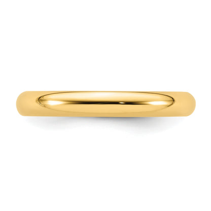 14k Yellow Gold 3mm Standard Weight Comfort Fit Wedding Band Size 9.5