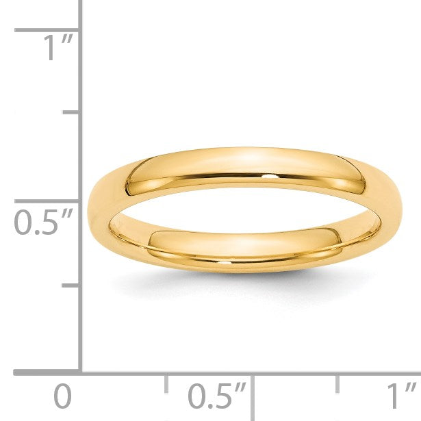14k Yellow Gold 3mm Standard Weight Comfort Fit Wedding Band Size 9.5