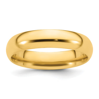 14k Yellow Gold 5mm Standard Weight Comfort Fit Wedding Band Size 13