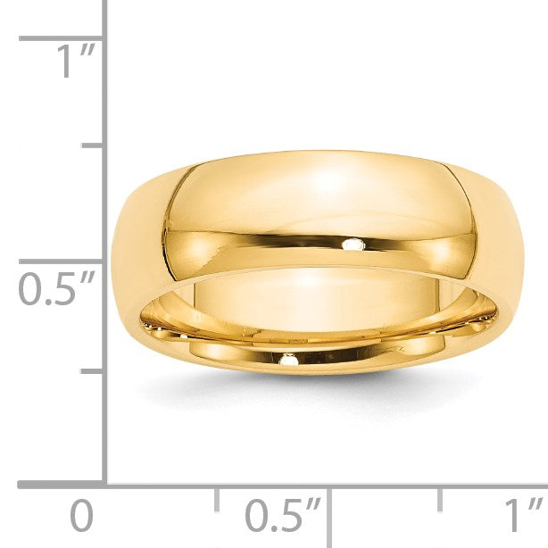 14k Yellow Gold 7mm Standard Weight Comfort Fit Wedding Band Size 12.5
