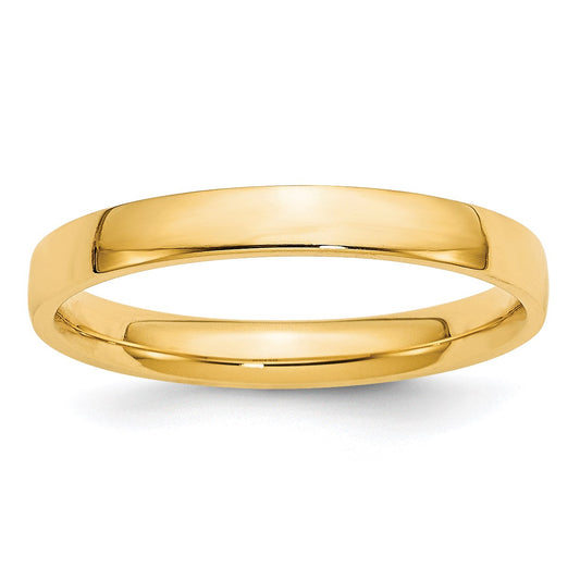 14k Yellow Gold 3mm Lightweight Comfort Fit Wedding Band Size 8.5