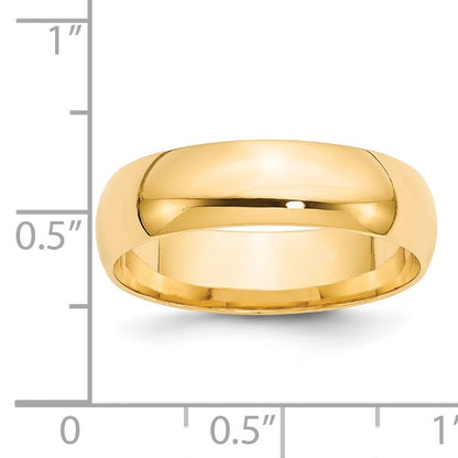 14k Yellow Gold 6mm Lightweight Comfort Fit Wedding Band Size 11