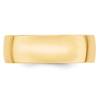 14k Yellow Gold 7mm Lightweight Comfort Fit Wedding Band Size 10