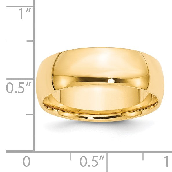 14k Yellow Gold 7mm Lightweight Comfort Fit Wedding Band Size 12