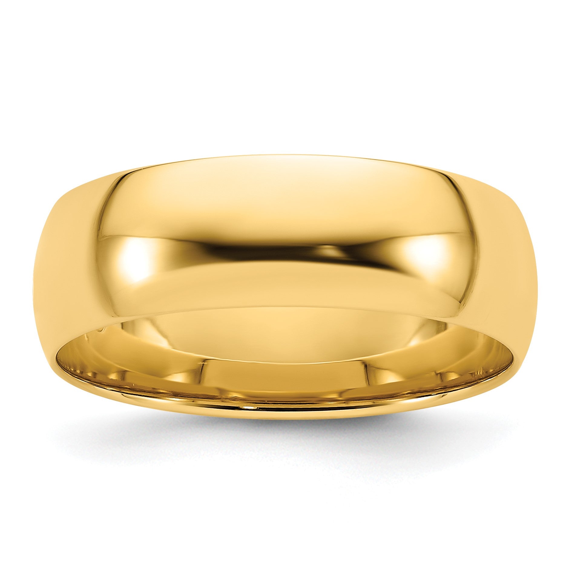 14k Yellow Gold 7mm Lightweight Comfort Fit Wedding Band Size 10.5