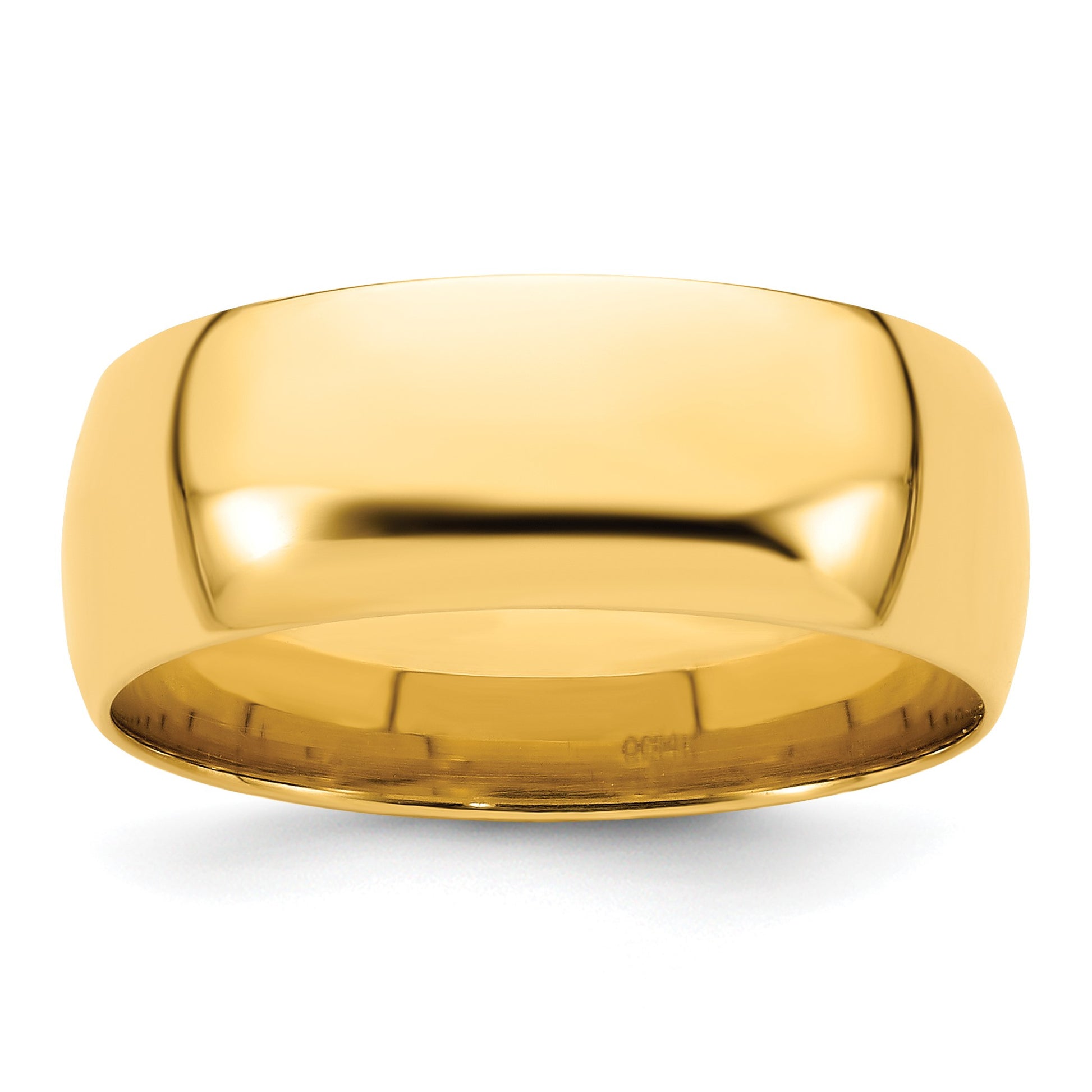 14k Yellow Gold 8mm Lightweight Comfort Fit Wedding Band Size 13