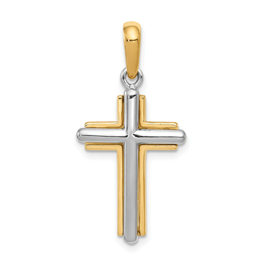 14k Two-tone Cross Pendant