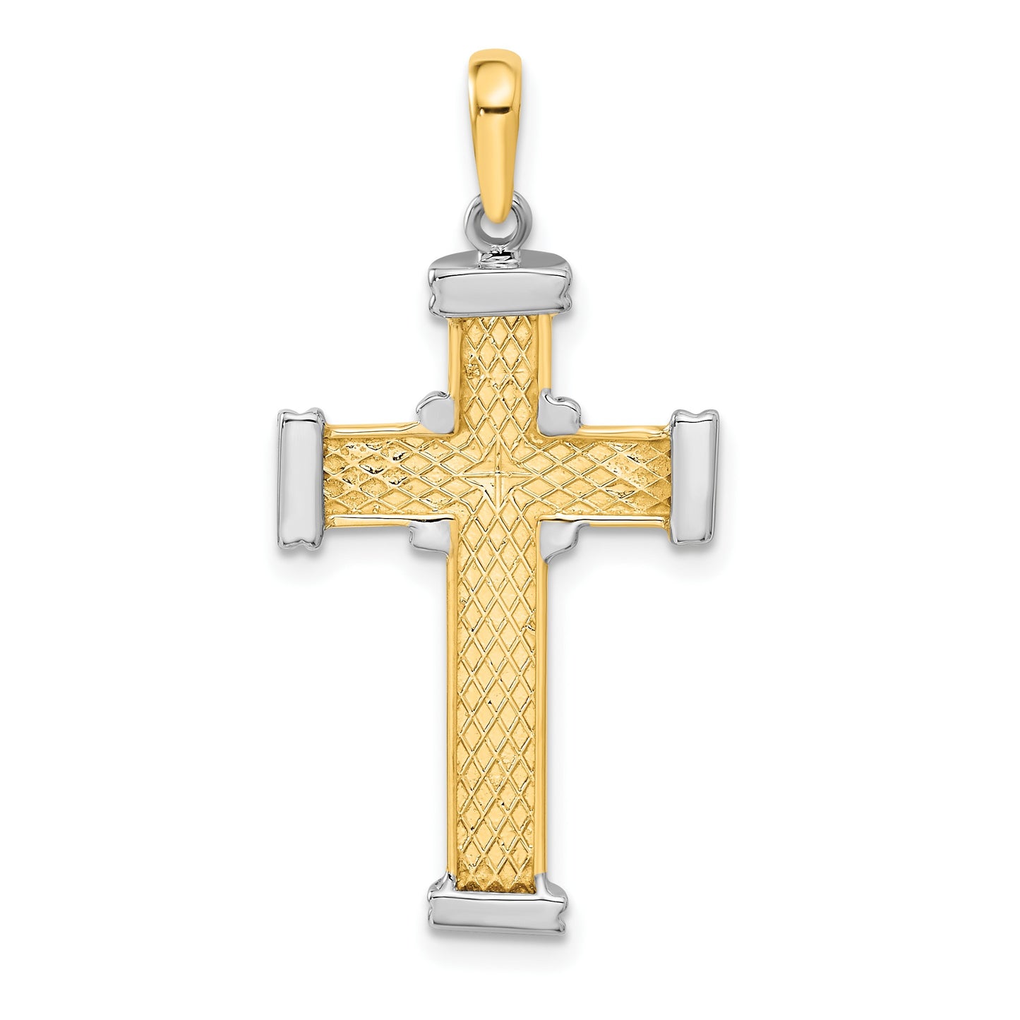 14k Two-tone Center -X- Latin Cross Pendant