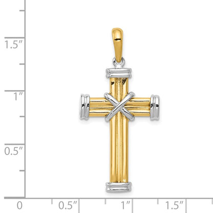 14k Two-tone Center -X- Latin Cross Pendant