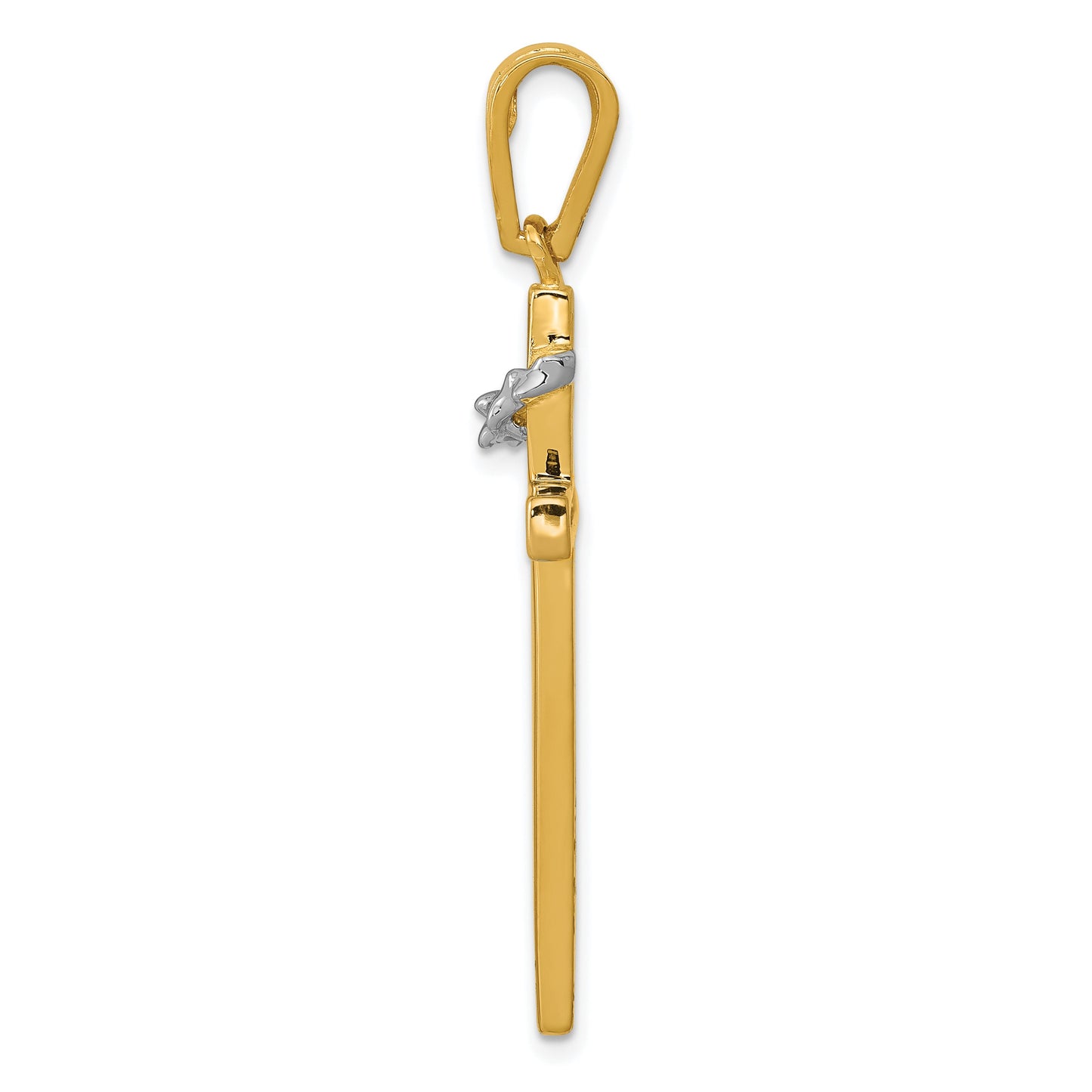 14K Two-Tone Cross with Crown of Thorns Pendant