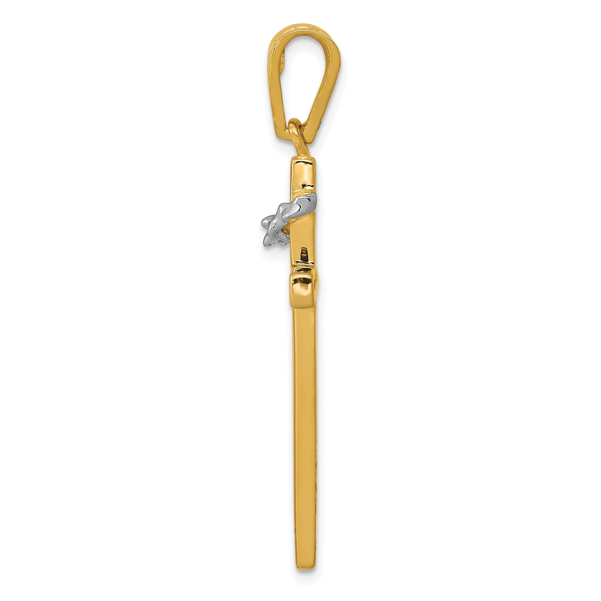 14K Two-Tone Cross with Crown of Thorns Pendant