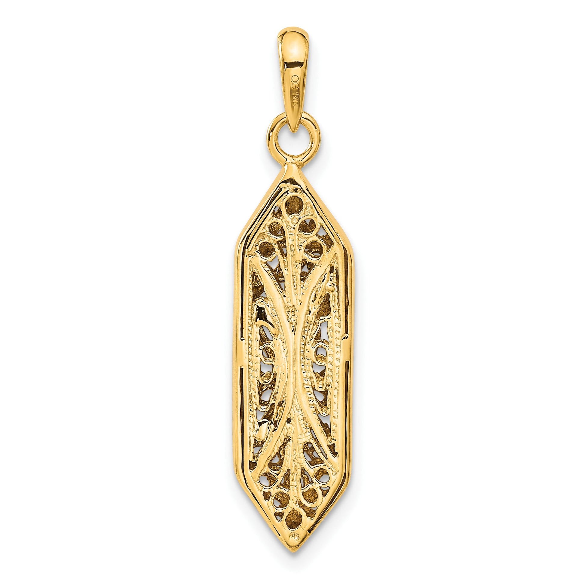 14K and White Rhodium Mezuzah with Shin Charm