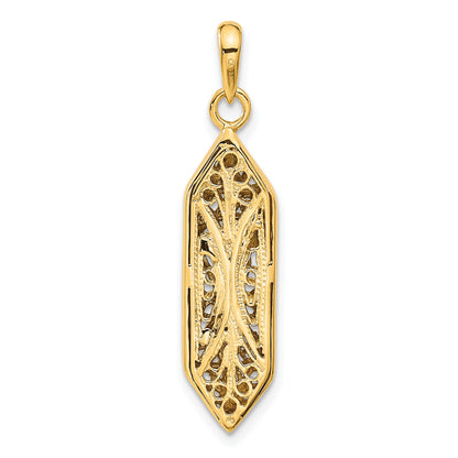 14K and White Rhodium Mezuzah with Shin Charm