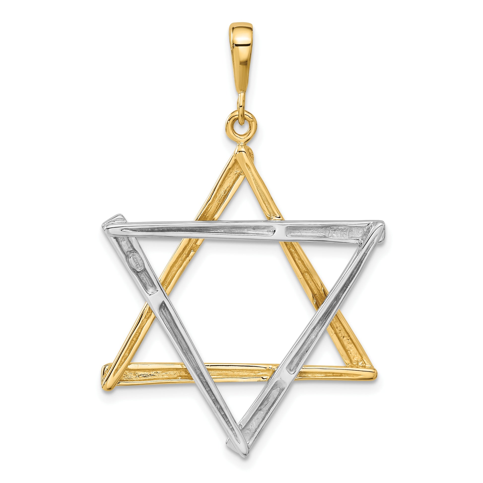 14k Two-tone Large Cut-out Star Of David Pendant