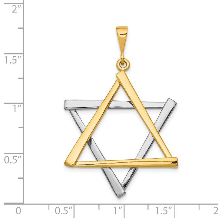 14k Two-tone Large Cut-out Star Of David Pendant