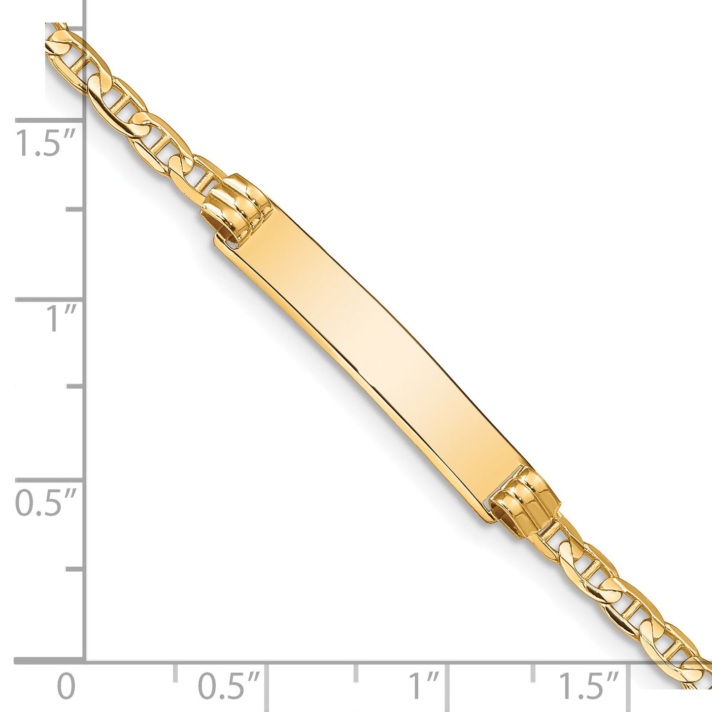 14k Polished Solid Chain/Solid Plate Anchor Link 25x5mm Plate 7 inch ID Bracelet
