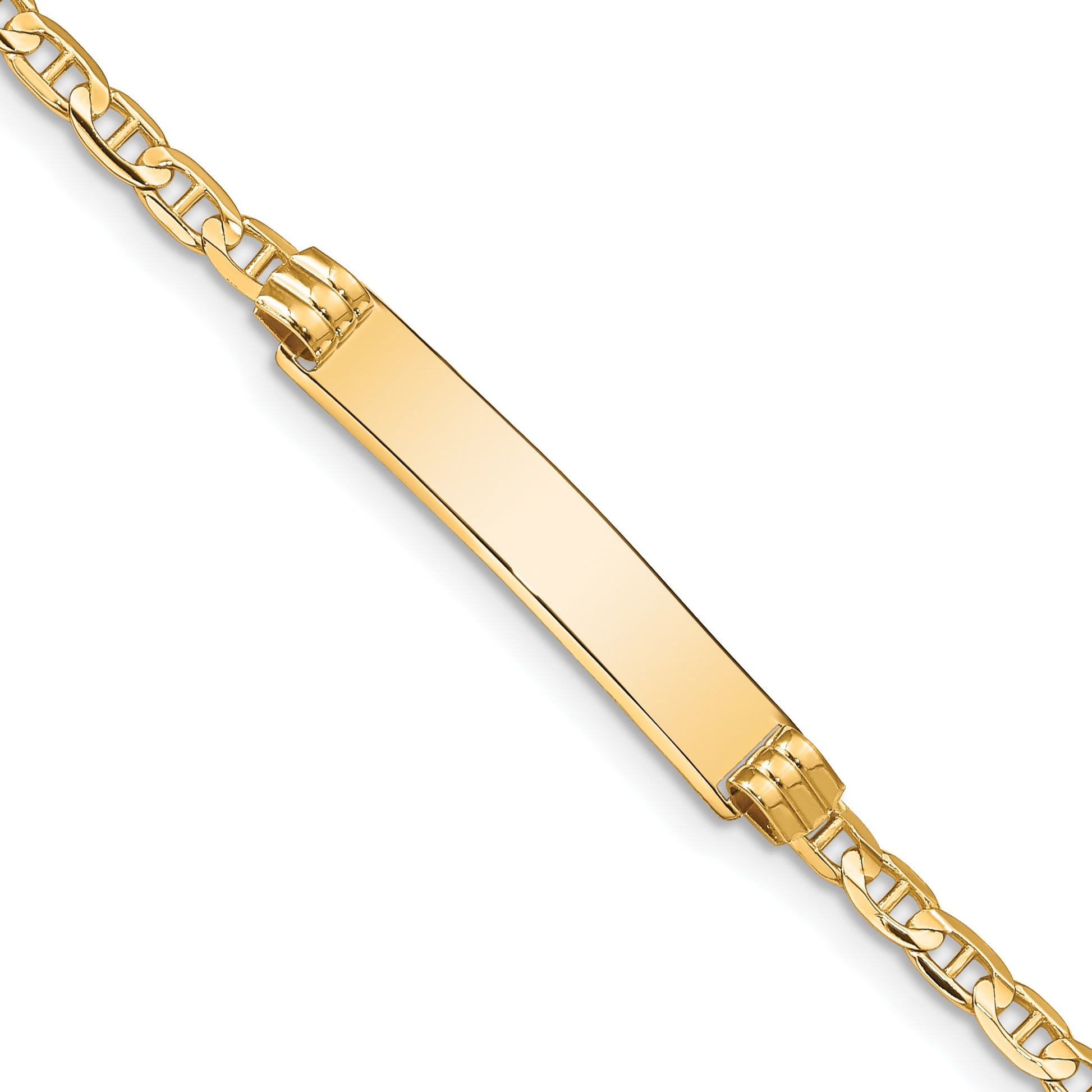 14k Polished Solid Chain/Solid Plate Anchor Link 25x5mm Plate 7 inch ID Bracelet