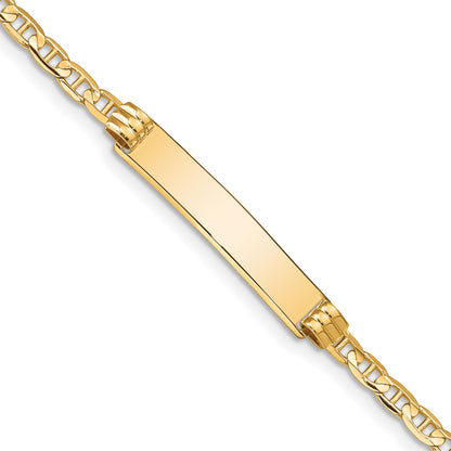 14k Polished Solid Chain/Solid Plate Anchor Link 25x5mm Plate 7 inch ID Bracelet