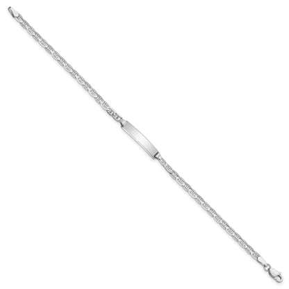 14k White Gold Polished Solid Chain/Solid Plate Anchor Link 19.5x5mm Plate 7 inch ID Bracelet