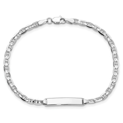 14k White Gold Polished Solid Chain/Solid Plate Anchor Link 19.5x5mm Plate 7 inch ID Bracelet