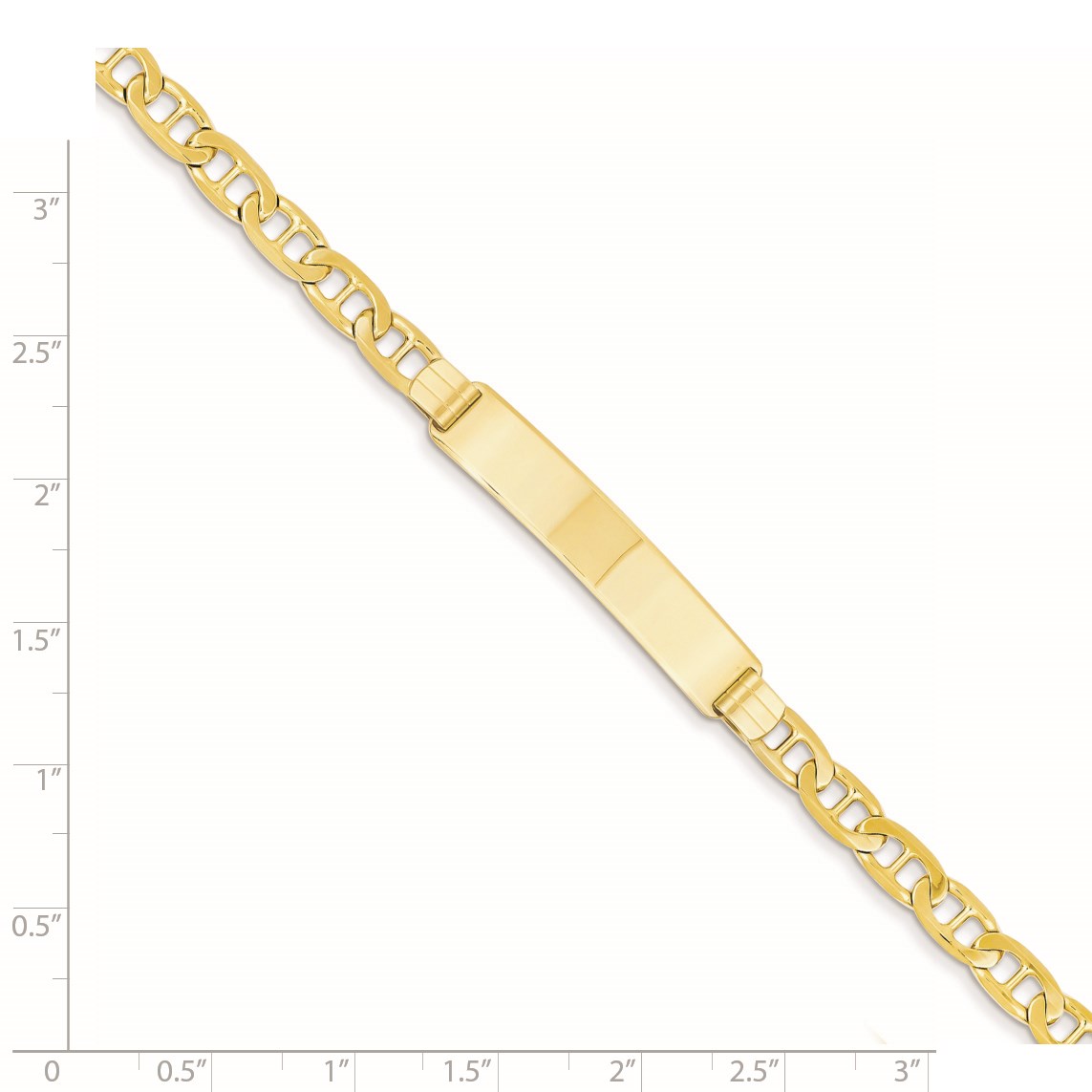 14k Polished Solid Chain/Solid Plate Anchor Link 34x7mm Plate 7 inch ID Bracelet