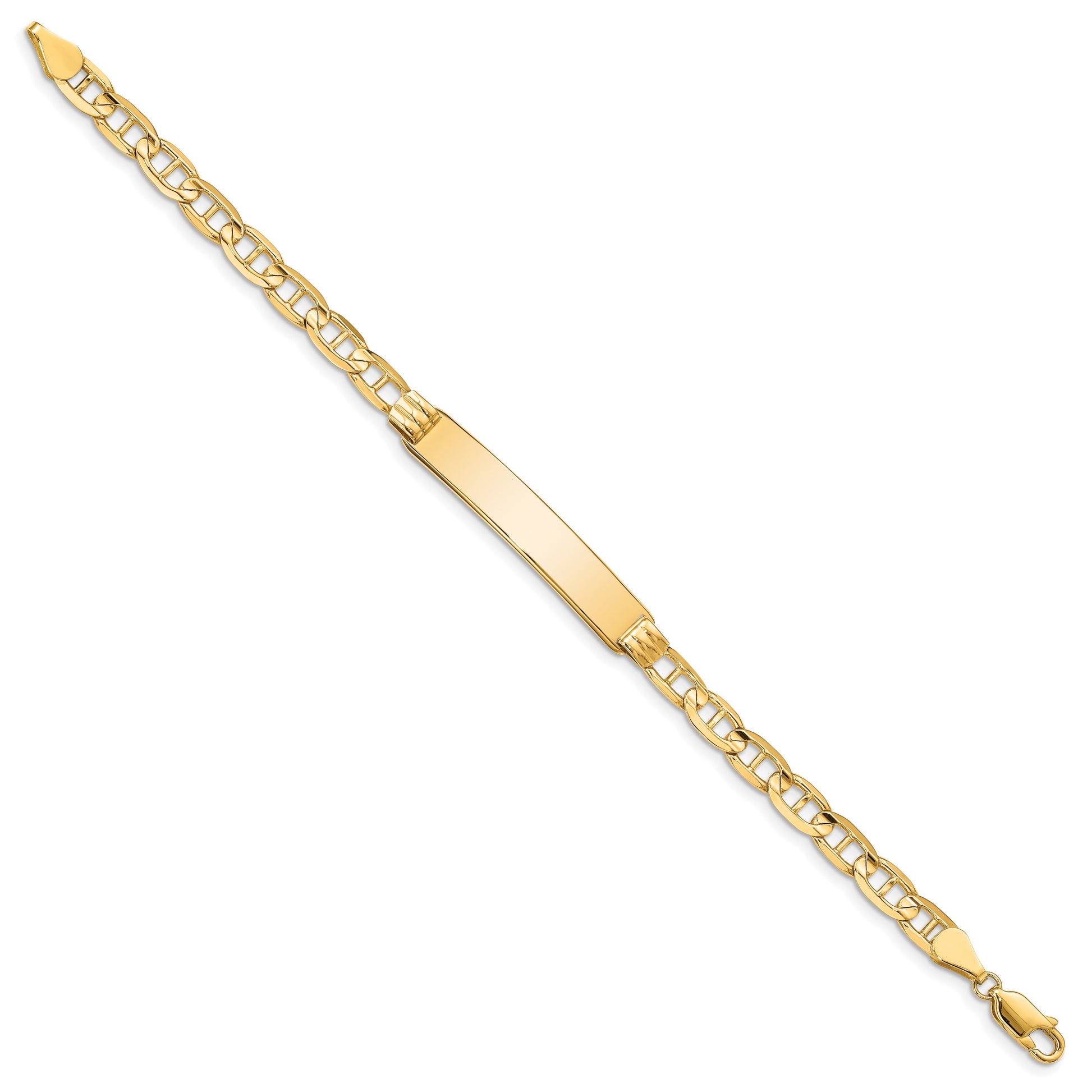14k Polished Solid Chain/Solid Plate Anchor Link 34x7mm Plate 7 inch ID Bracelet