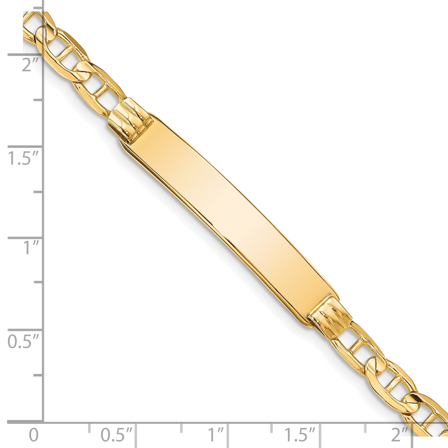 14k Polished Solid Chain/Solid Plate Anchor Link 34x7mm Plate 8 inch ID Bracelet