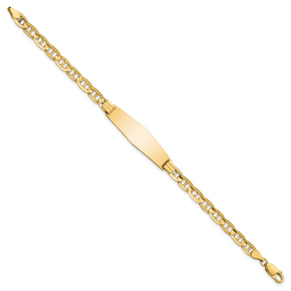 14k Polished Solid Chain/Solid Plate Anchor Link Soft Diamond Shape 33x9.8mm Plate 7 inch ID Bracelet