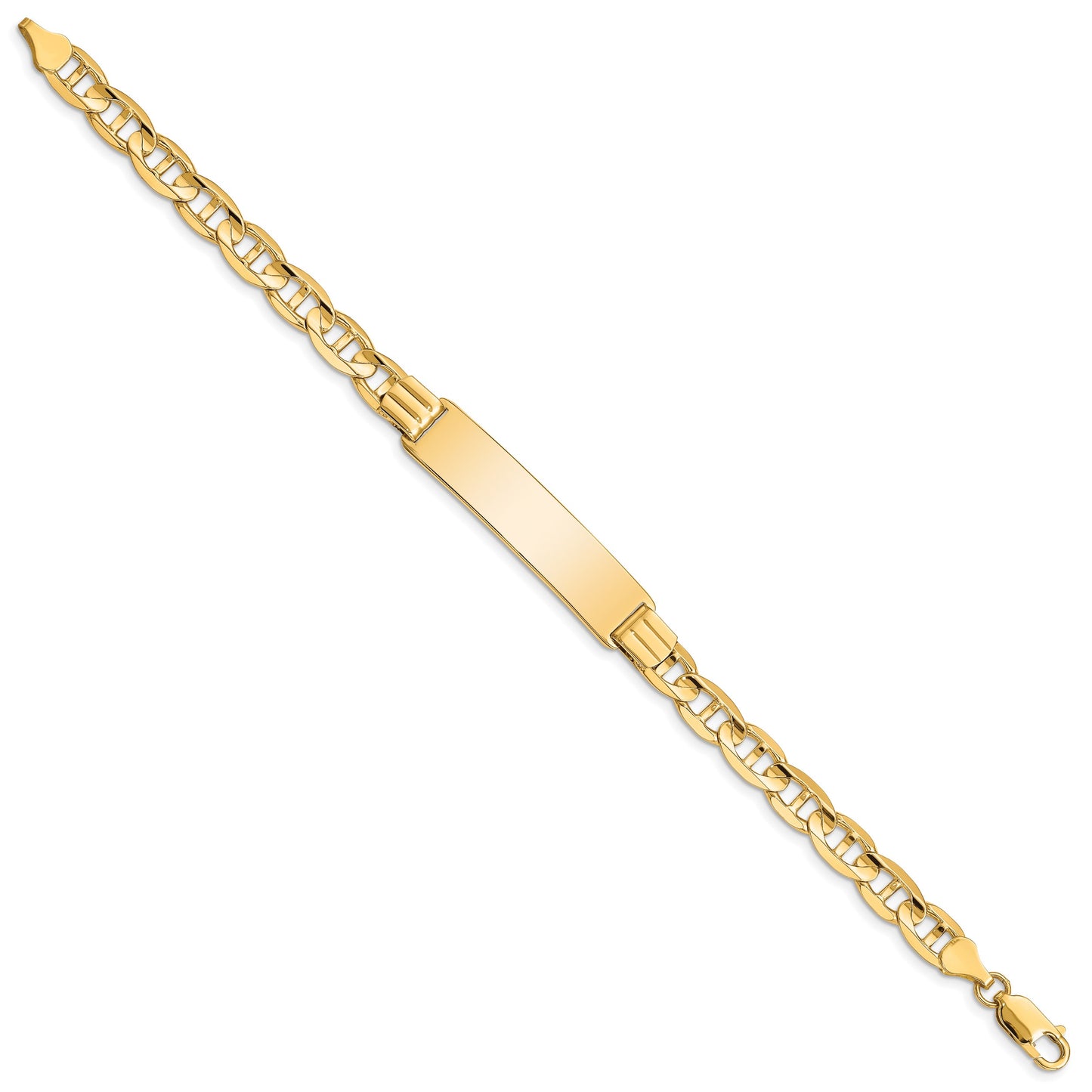 14k Polished Solid Chain/Solid Plate Anchor Link 37x10mm Plate 8 inch ID Bracelet