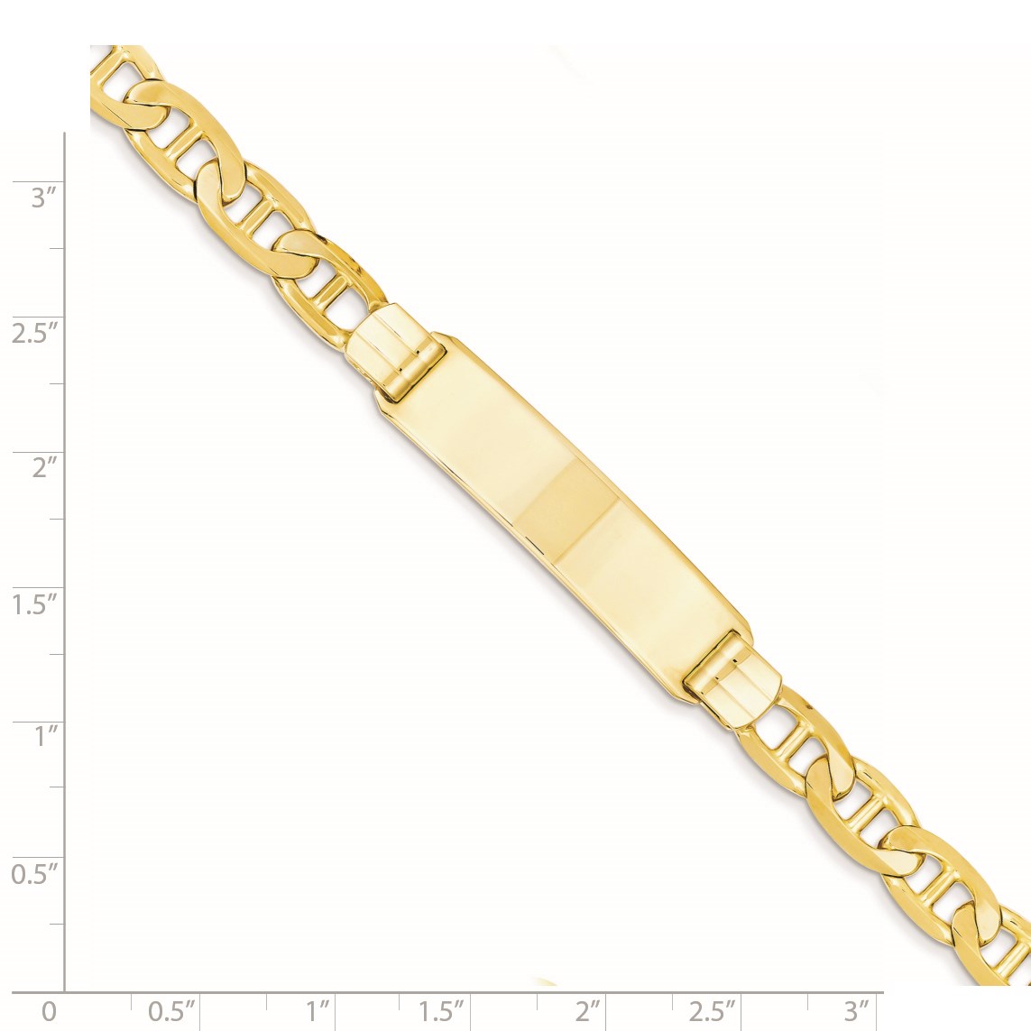 14k Polished Solid Chain/Solid Plate Anchor Link 37x10mm Plate 8 inch ID Bracelet