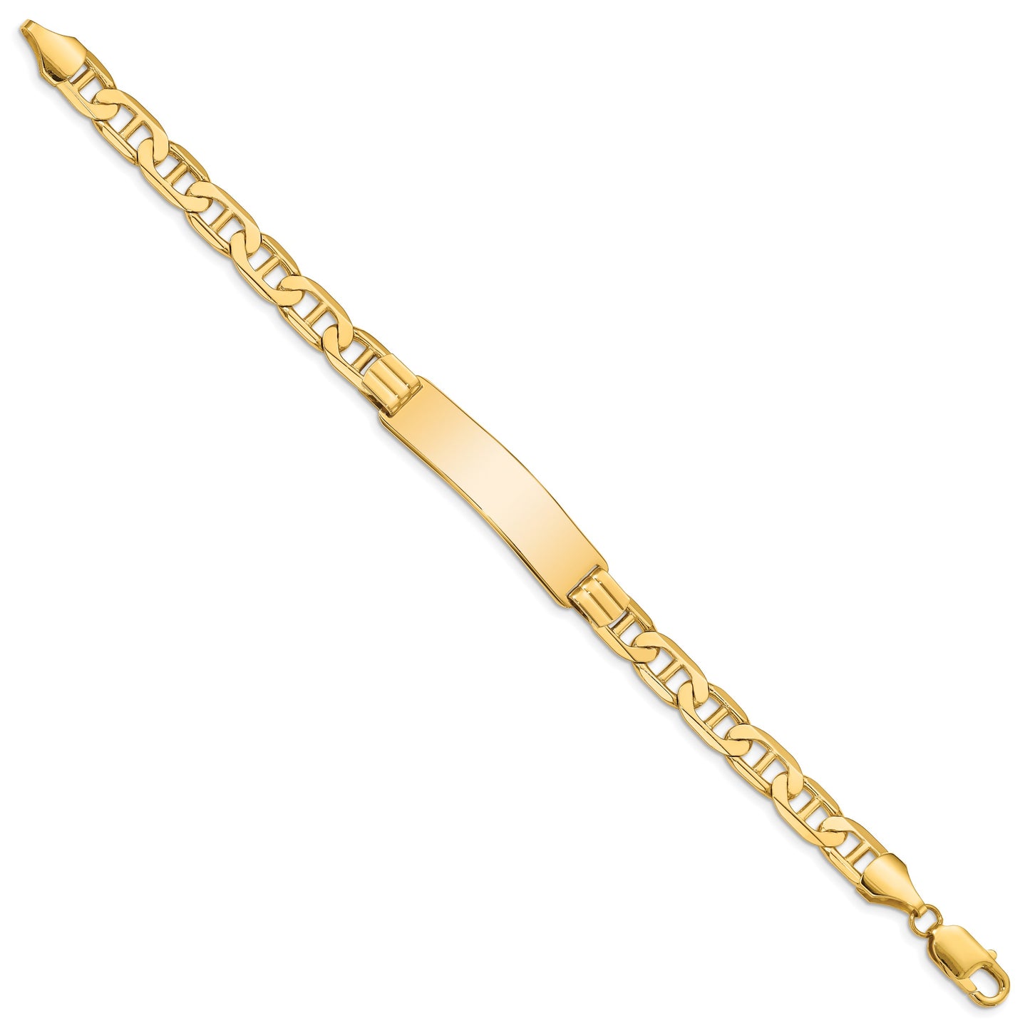 14k Polished Solid Chain/Solid Plate Anchor Link 37x10mm Plate 8 inch ID Bracelet