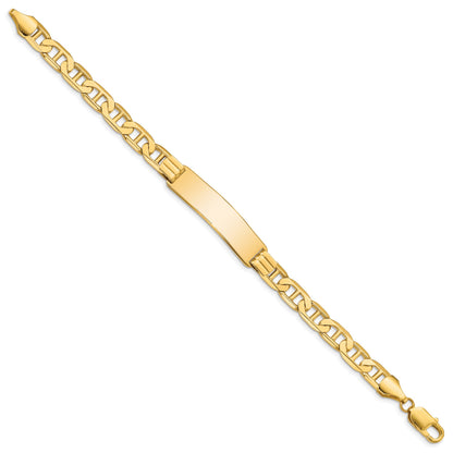 14k Polished Solid Chain/Solid Plate Anchor Link 37x10mm Plate 8 inch ID Bracelet