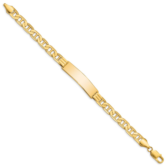 14k Polished Solid Chain/Solid Plate Anchor Link 37x10mm Plate 8 inch ID Bracelet
