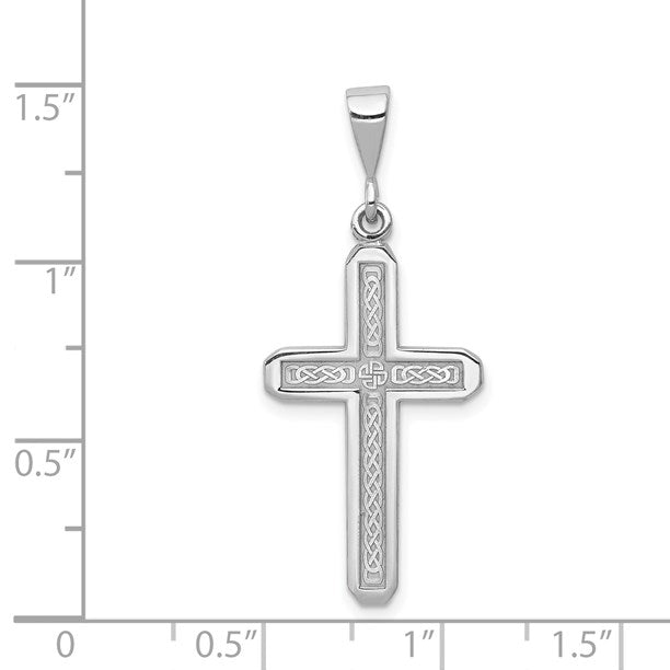 14k White Gold Celtic Knot Cross Charm