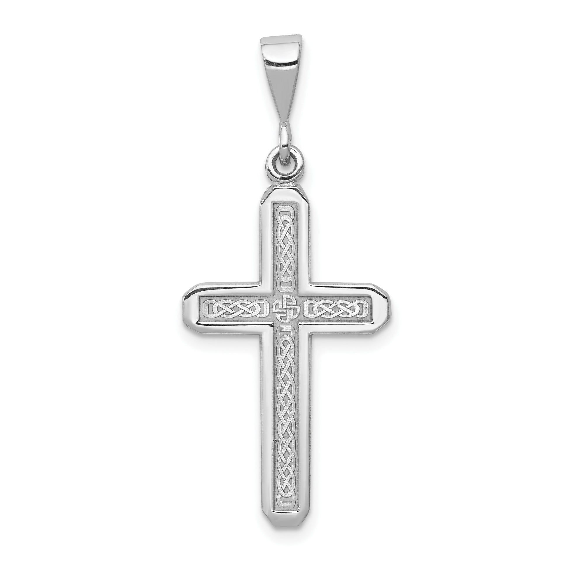 14k White Gold Celtic Knot Cross Charm