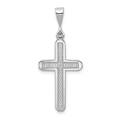 14k White Gold Celtic Knot Cross Charm