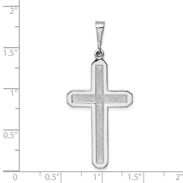 14k White Gold Celtic Knot Cross Pendant