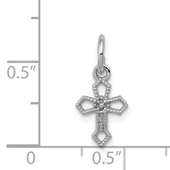 14k White Gold Passion Cross Charm
