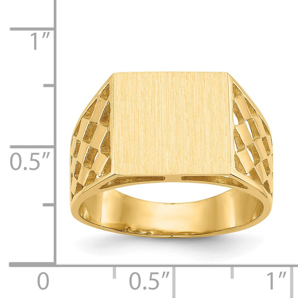 14k 12.0x12.5mm Open Back Men's Signet Ring