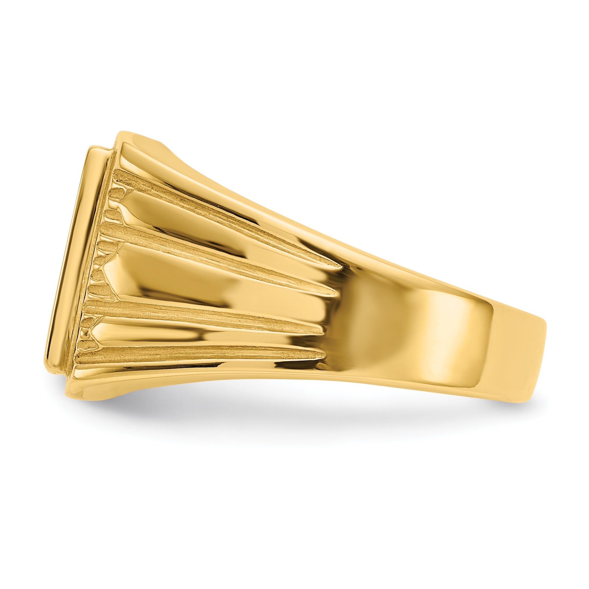 14k 11.5x11.0mm Rectangle Open Back Mens Signet Ring