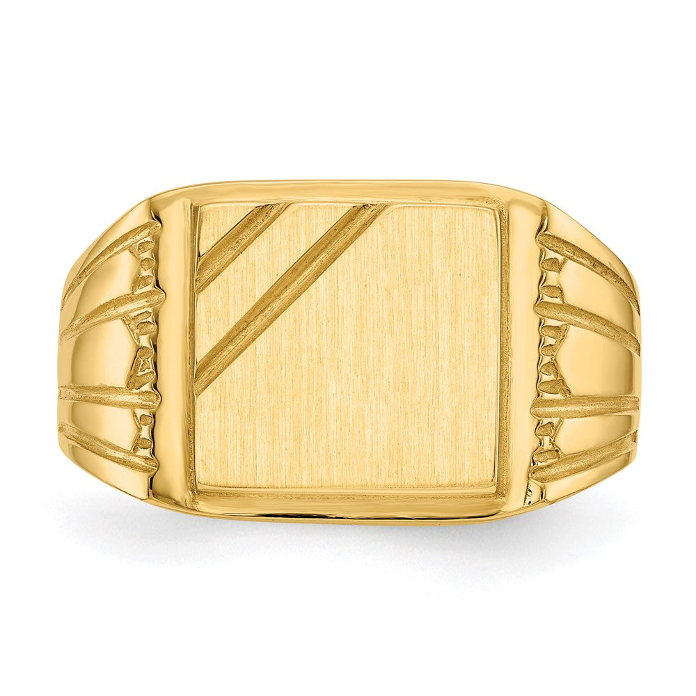 14k 11.5x11.0mm Open Back Mens Signet Ring