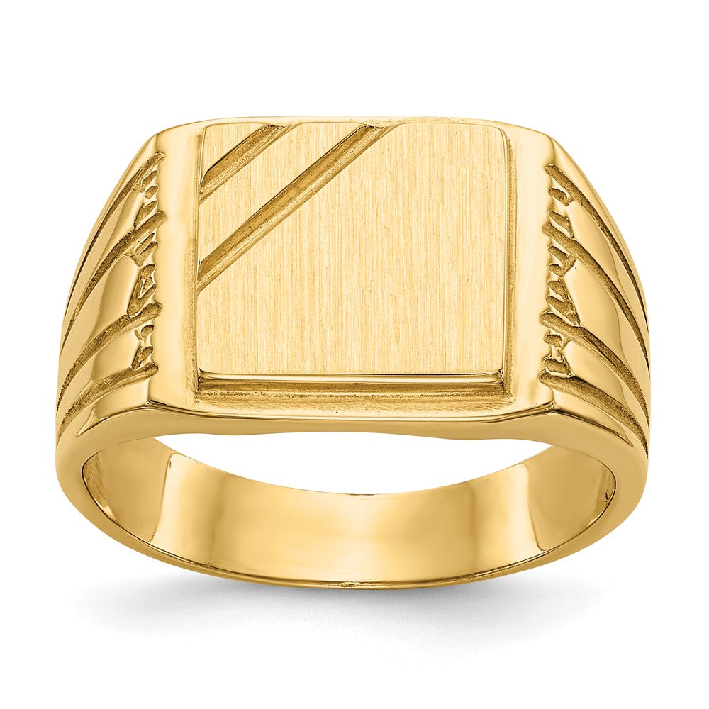 14k 11.5x11.0mm Open Back Mens Signet Ring