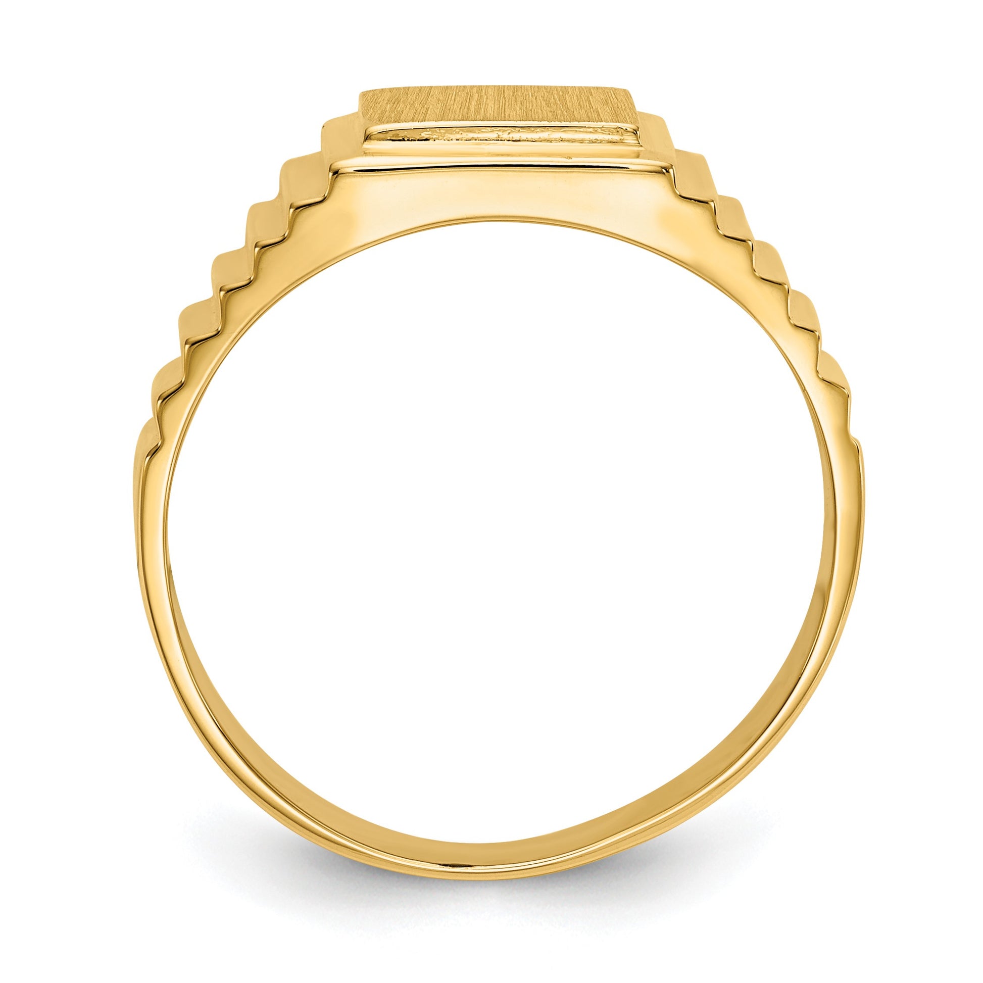 14k 8.5x10.0mm Rectangle Open Back Mens Signet Ring