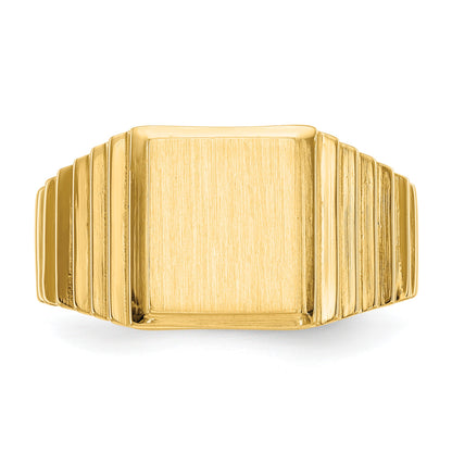 14k 8.5x10.0mm Rectangle Open Back Mens Signet Ring