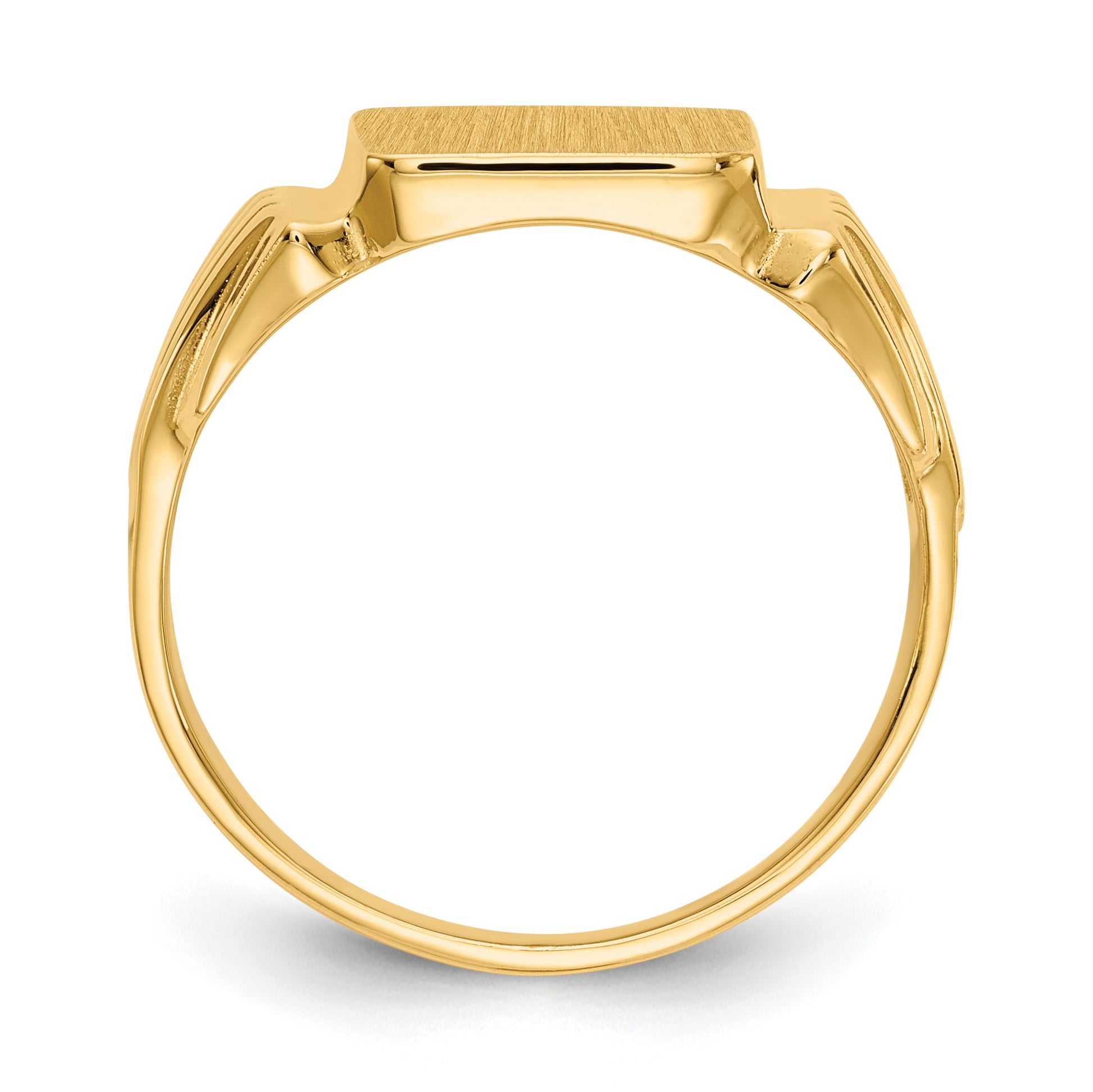 14k 10.5x10.5mm Square Open Back Mens Signet Ring