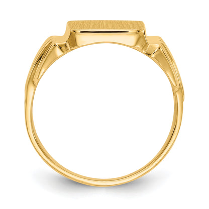 14k 10.5x10.5mm Square Open Back Mens Signet Ring