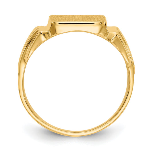 14k 10.5x10.5mm Square Open Back Mens Signet Ring