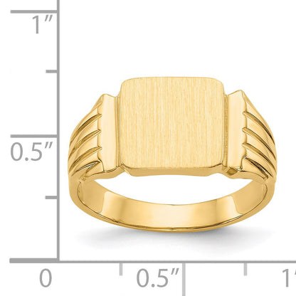 14k 10.5x10.5mm Square Open Back Mens Signet Ring