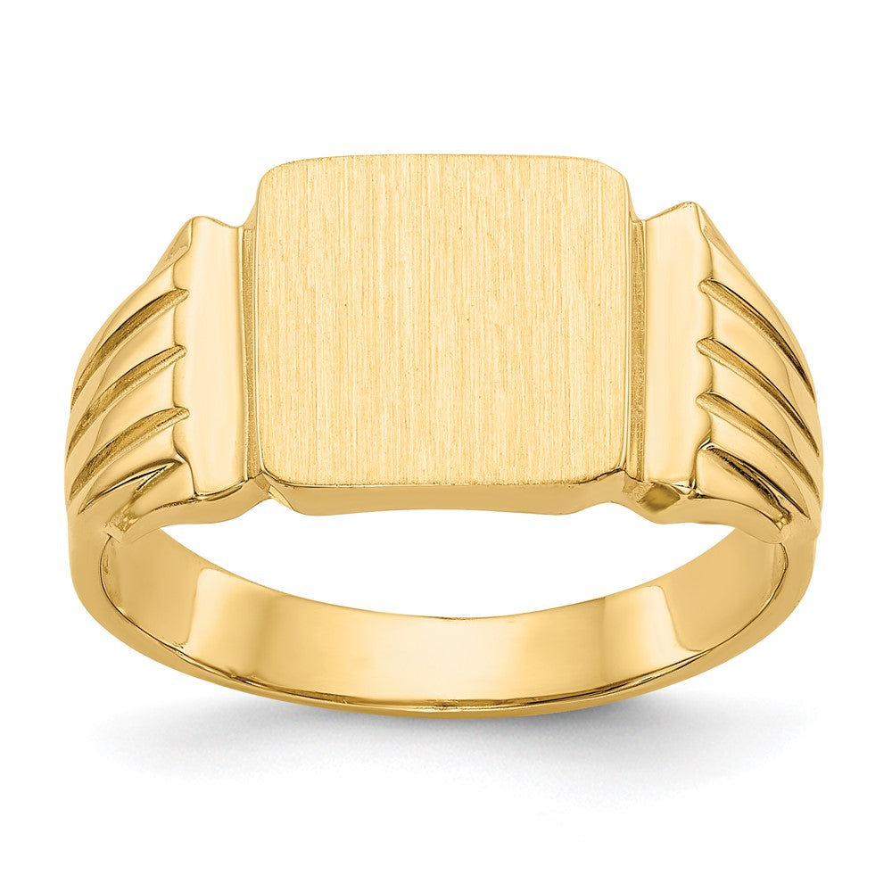 14k 10.5x10.5mm Open Back Mens Signet Ring